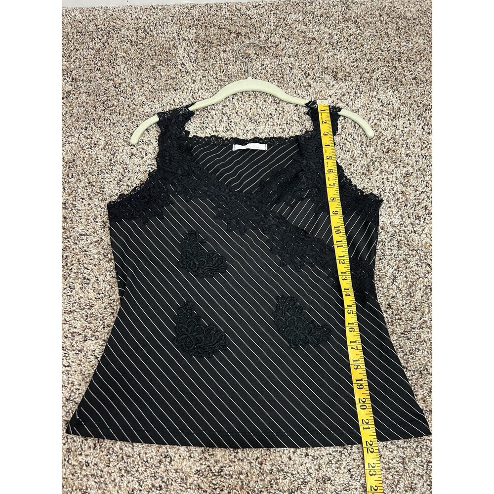 Vtg Charlotte Russe Striped Tank Top Black Lace Whimsigoth Y2K Grunge L - Picture 9 of 9